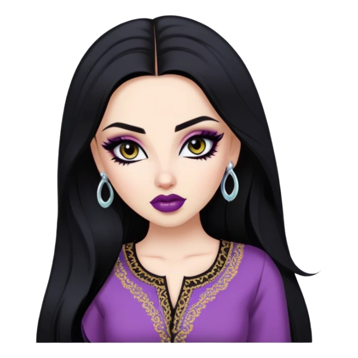 arabian, pretty lips, clothes, pale skin,  dark bl, pretty bratz baddie, black eyeliner sticker
