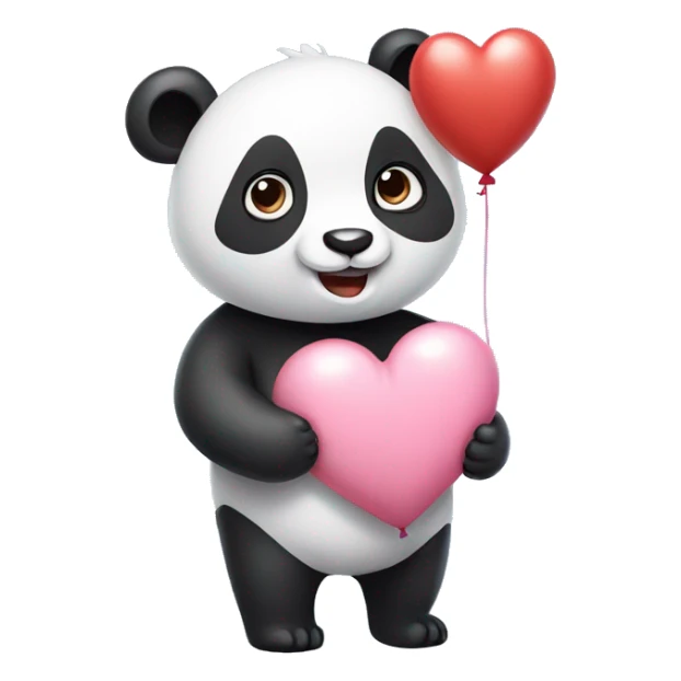 pastel panda holding a heart-shaped balloon sticker