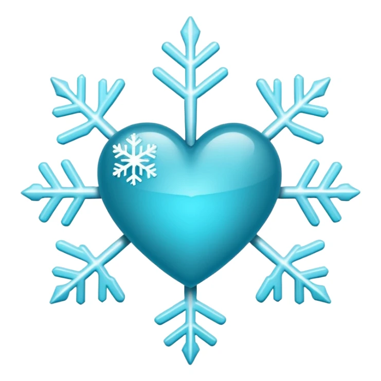 Cyan heart with white snowflake markings sticker