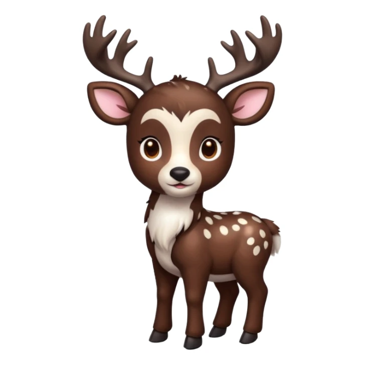 Colorful dark realistic chocolate-brown tropical beige fur glorious divine exotic cute cool beautiful shiny beautiful fantasy-Furret-Eevee-caracal-civet-genet-sergal-vernid-Cacomistle-oncilla-animal-Fakémon-hybrid-fursona with white deer-spots pattern markings (full body) sticker