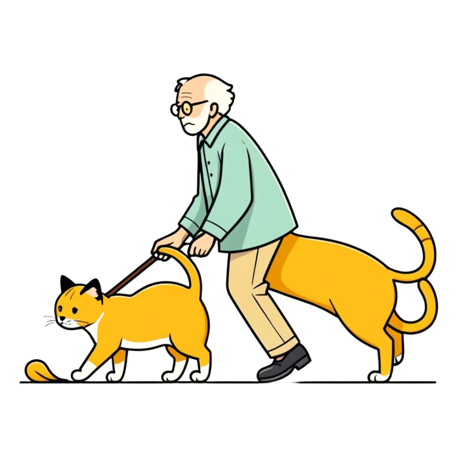 old blind man accidentally stepping on golden cat’s tail ￼ sticker