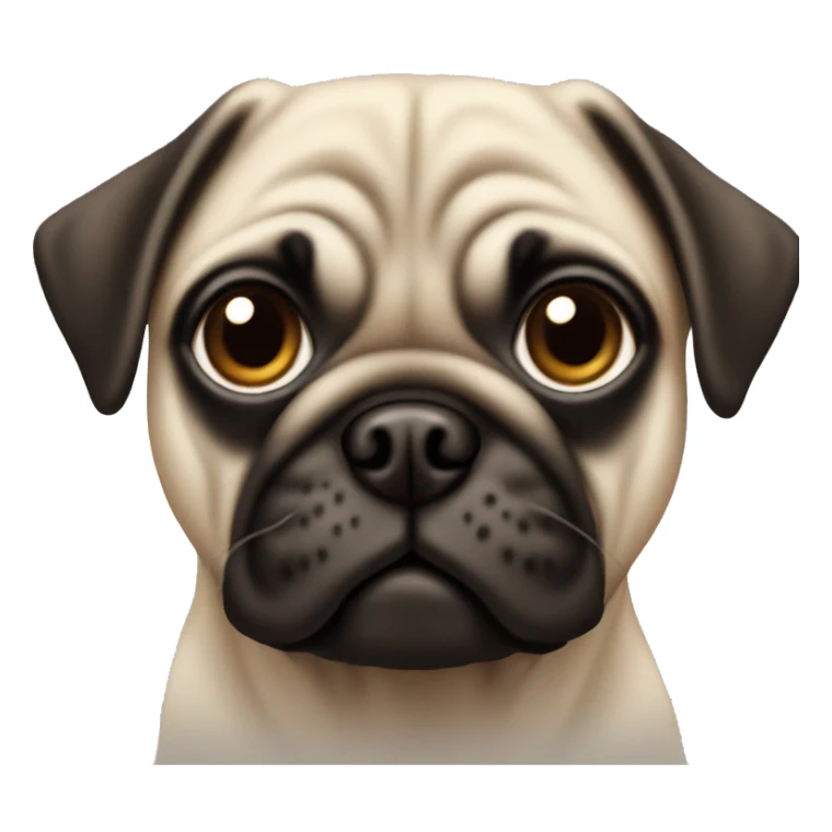Tall slim pug with dark brown eyes sits  sticker
