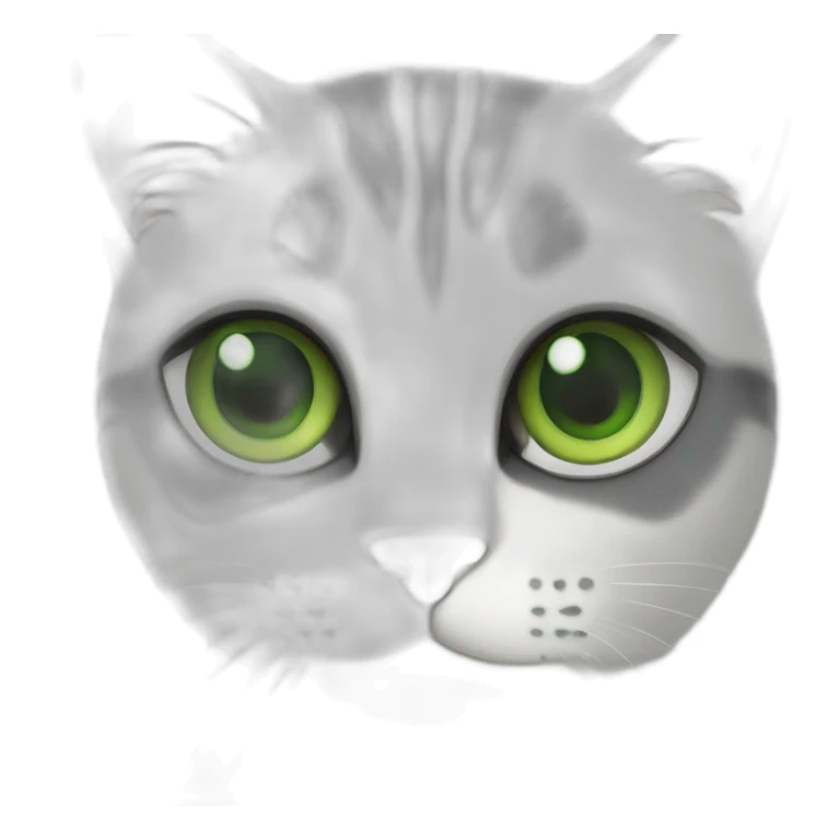 Cat white and dark grey and green eyes sticker