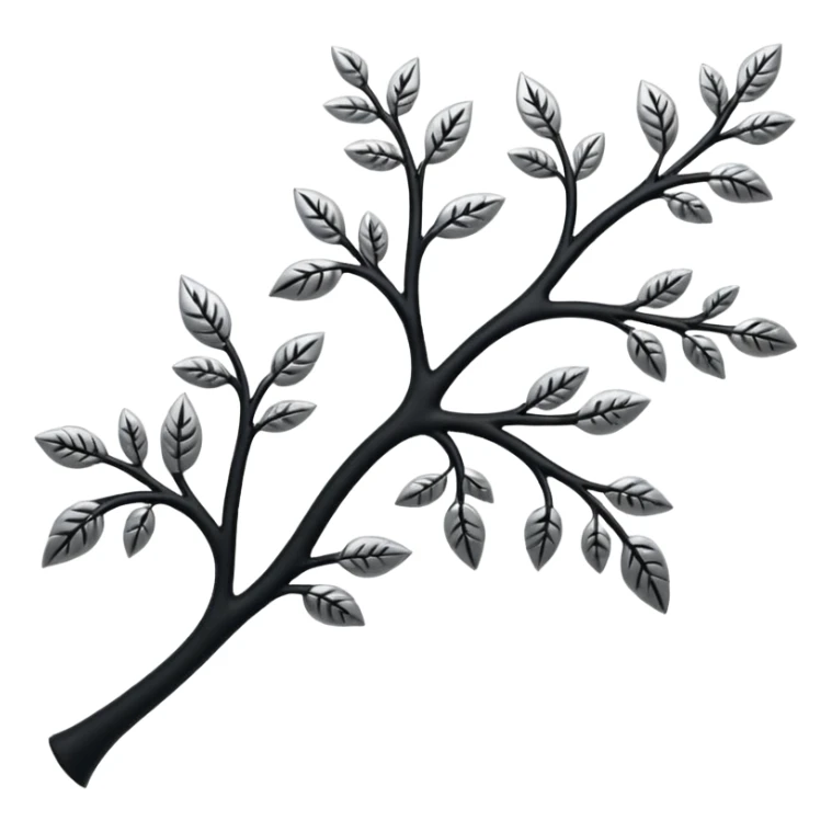 Black and silver filigree branch, 3D, extremely detailed design sticker