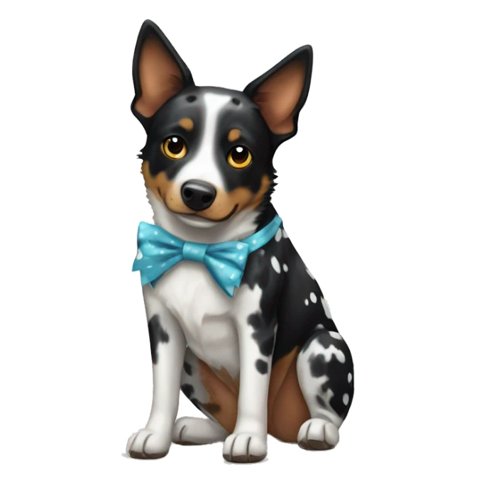 Black and white spotted Australian cattle dog, with bows sticker