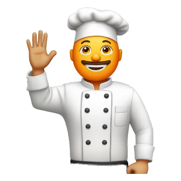 Bald man with an orange beard dressed as a chef raises his hand in the air sticker