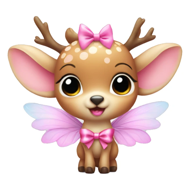 baby deer with fairy wings and a pink bow around its neck  sticker