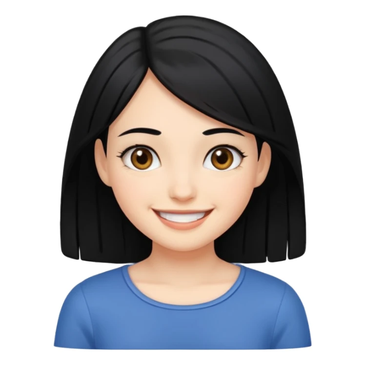 smiling girl with black hair sticker