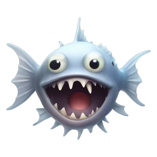 Anglerfish with glowing lure, sharp teeth, and big eyes. sticker