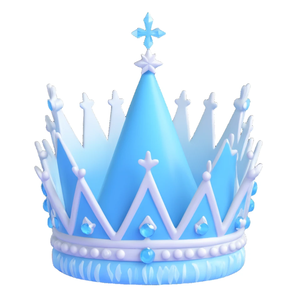 a minimalist tall ice crown, frosty blue and white hues sticker
