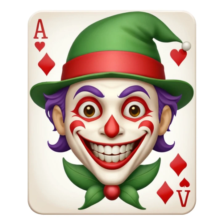 poker card with a crazy jolly joker sticker