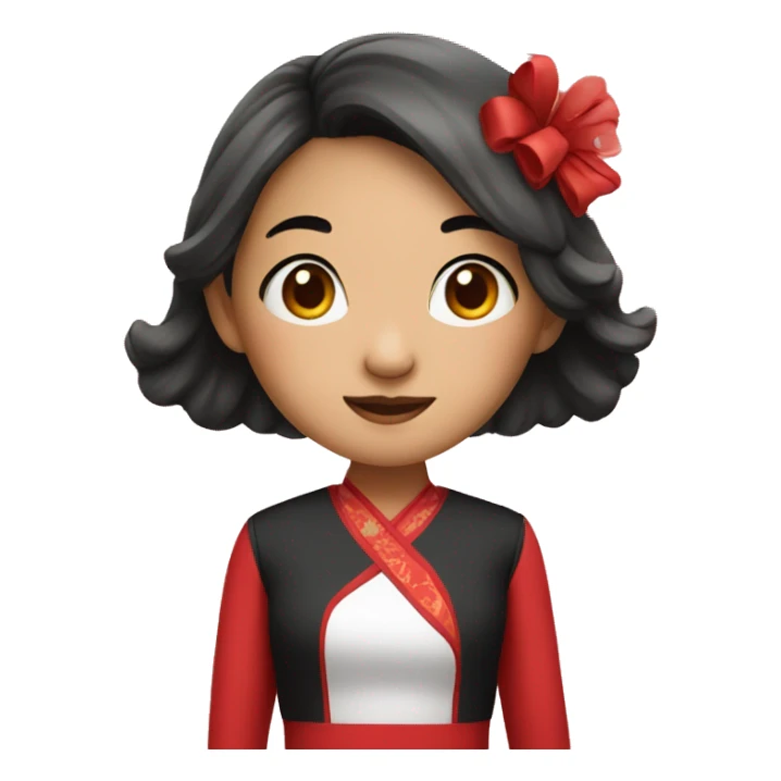 Asian girl is dressed up in red dress  sticker