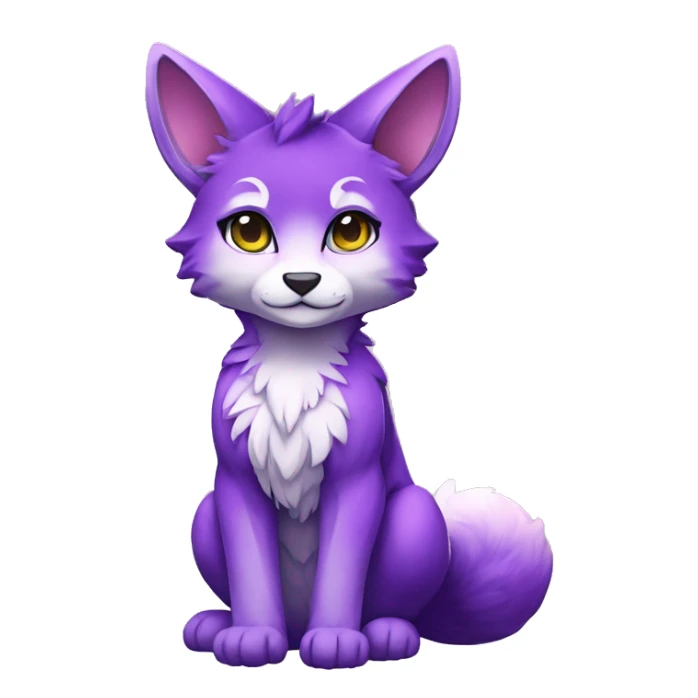 shiny, colorful, purple, gradient, Kemono-style, Chibi, Anthro-Fur-Sona-Fakémon, Full Body sticker