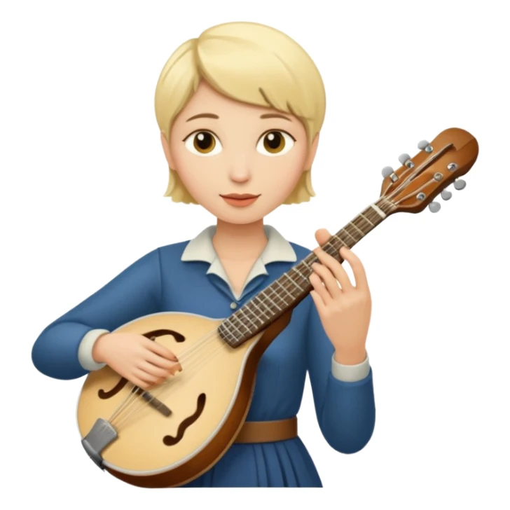 Very short blond haired woman mandolin player sticker