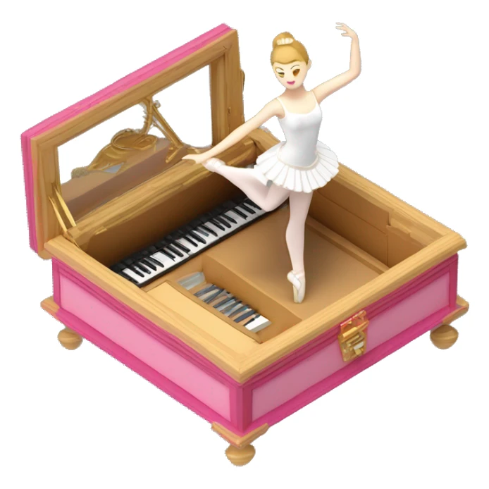 3D isometric ballerina music box sticker