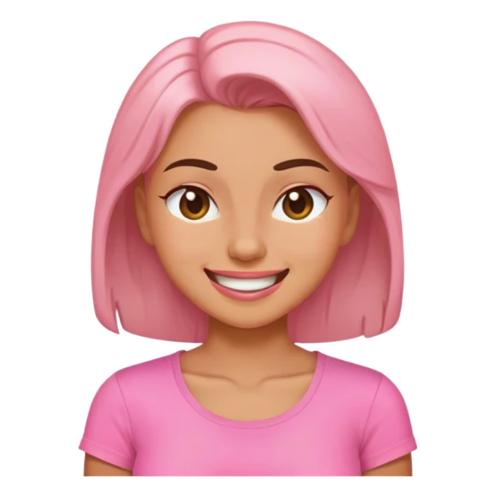 smiling girl in pink shirt winking sticker
