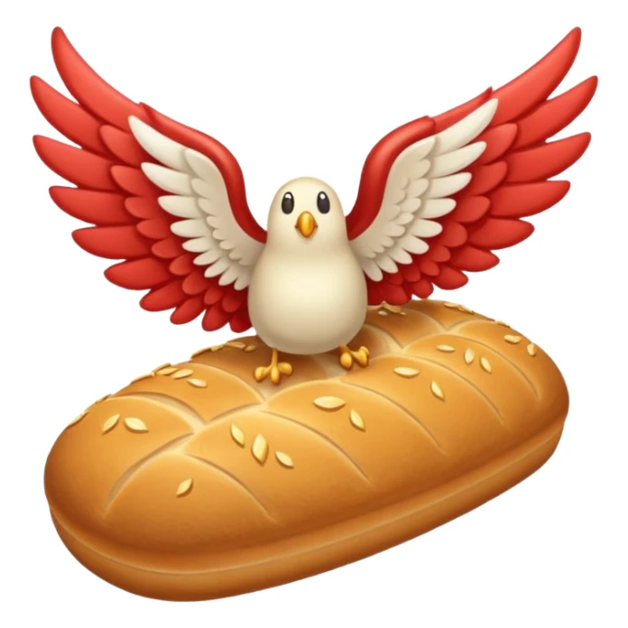 loaf of bread with cartoon wings soaring upward sticker