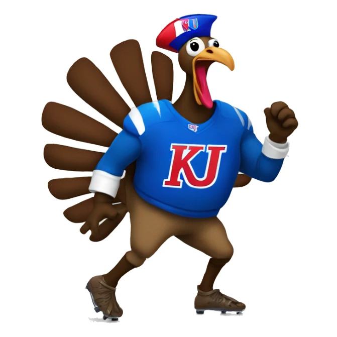 cartoon Turkey dancing with KU Football sticker