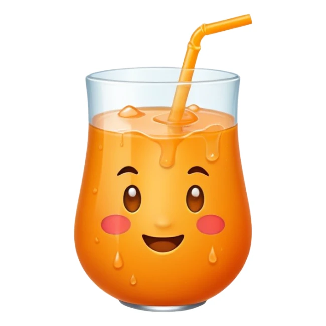 Super sweet mandarin emoji, fizzy juice splash, simple flat design, bold lines, bright orange, transparent background. sticker