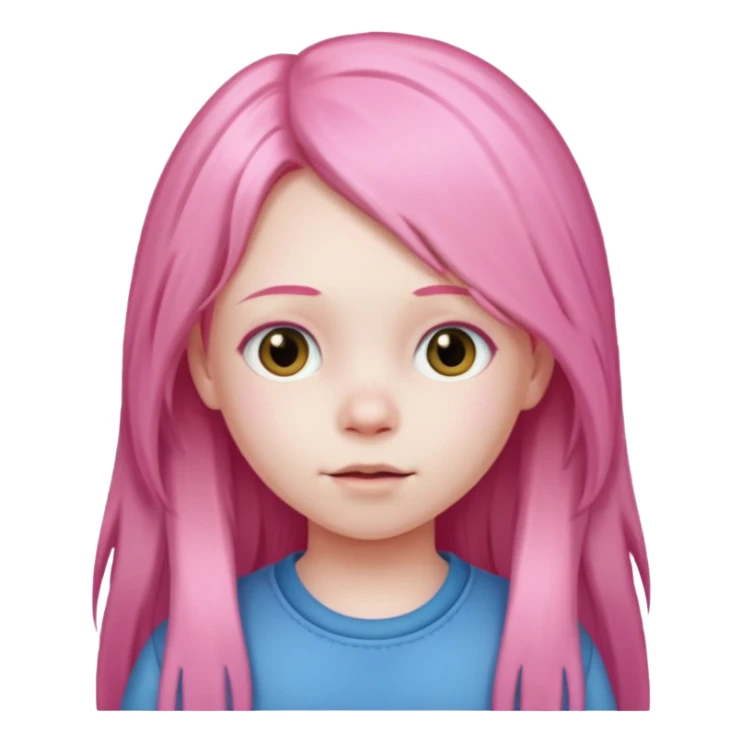 child with pink long hair sticker
