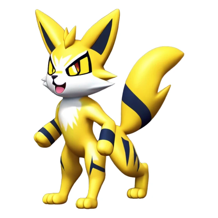 Yellow lombax-Zeraora-Renamon-cat sticker