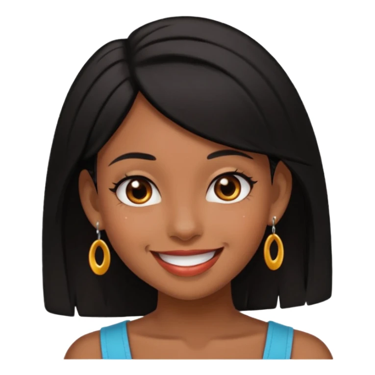 Pierced ear emoji with flirty expression brown skin black hair  sticker
