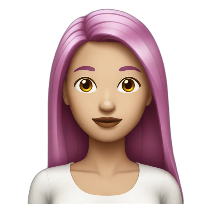 woman with long straight and ruby hair and white skin sticker