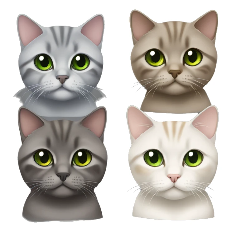 Brown british shorthair with Brown eyes + Grey Tabby scotish fold with Green eyes sitting sticker