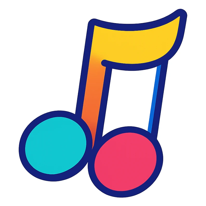 music note, vibrant and playful style sticker