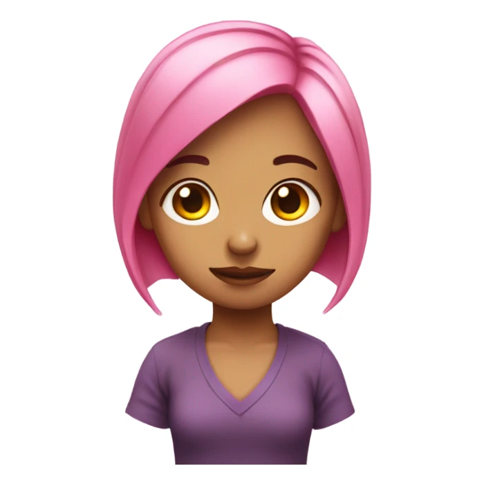 Pink hair girl with frown sticker