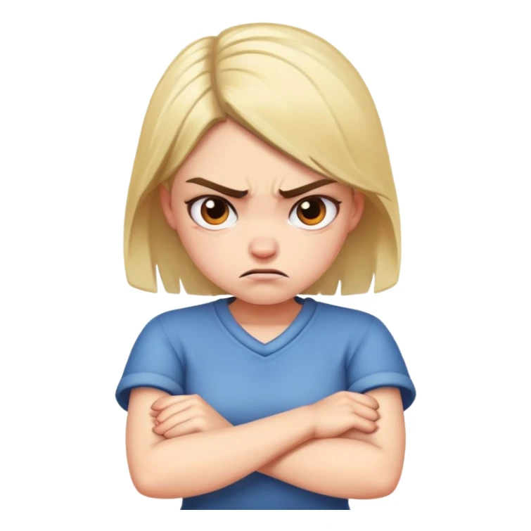 angry girl with crossed arms  sticker