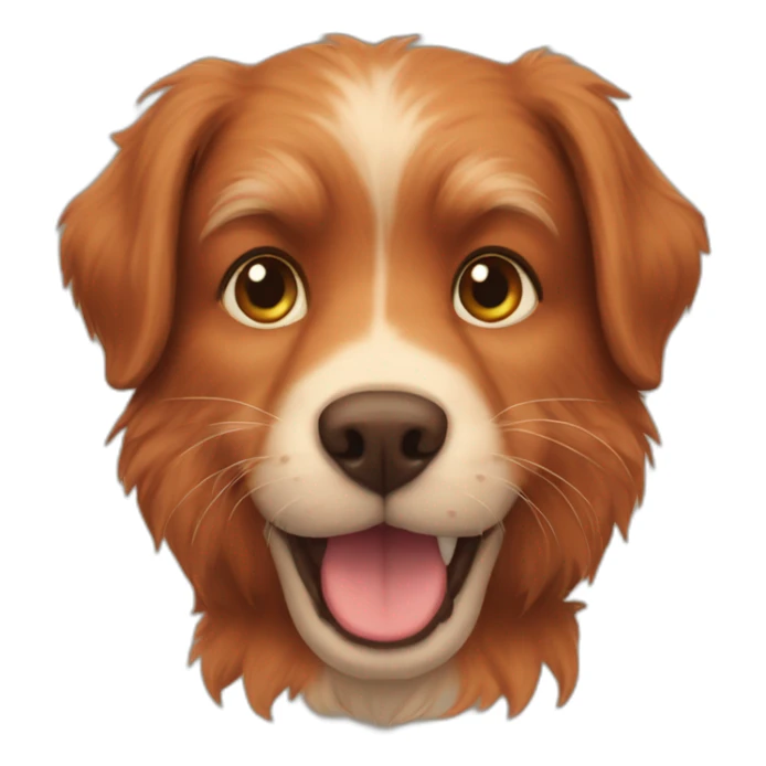 A brown furry dog and a fully red cat sticker