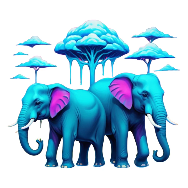 synthwave - surreal elephants from Salvador Dali's paintings in a dreamscape sticker