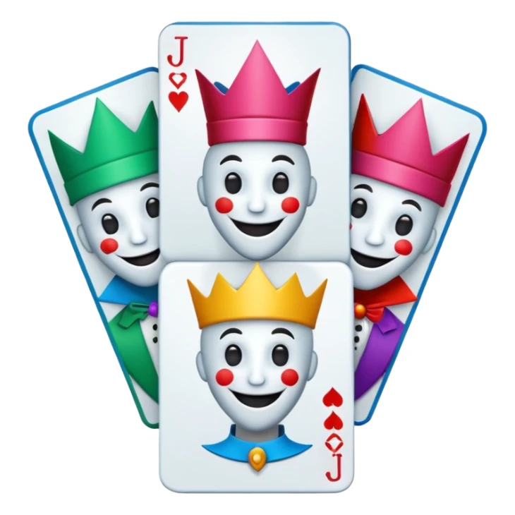3 poker cards, with crazy colorful human jolly jokers inside sticker