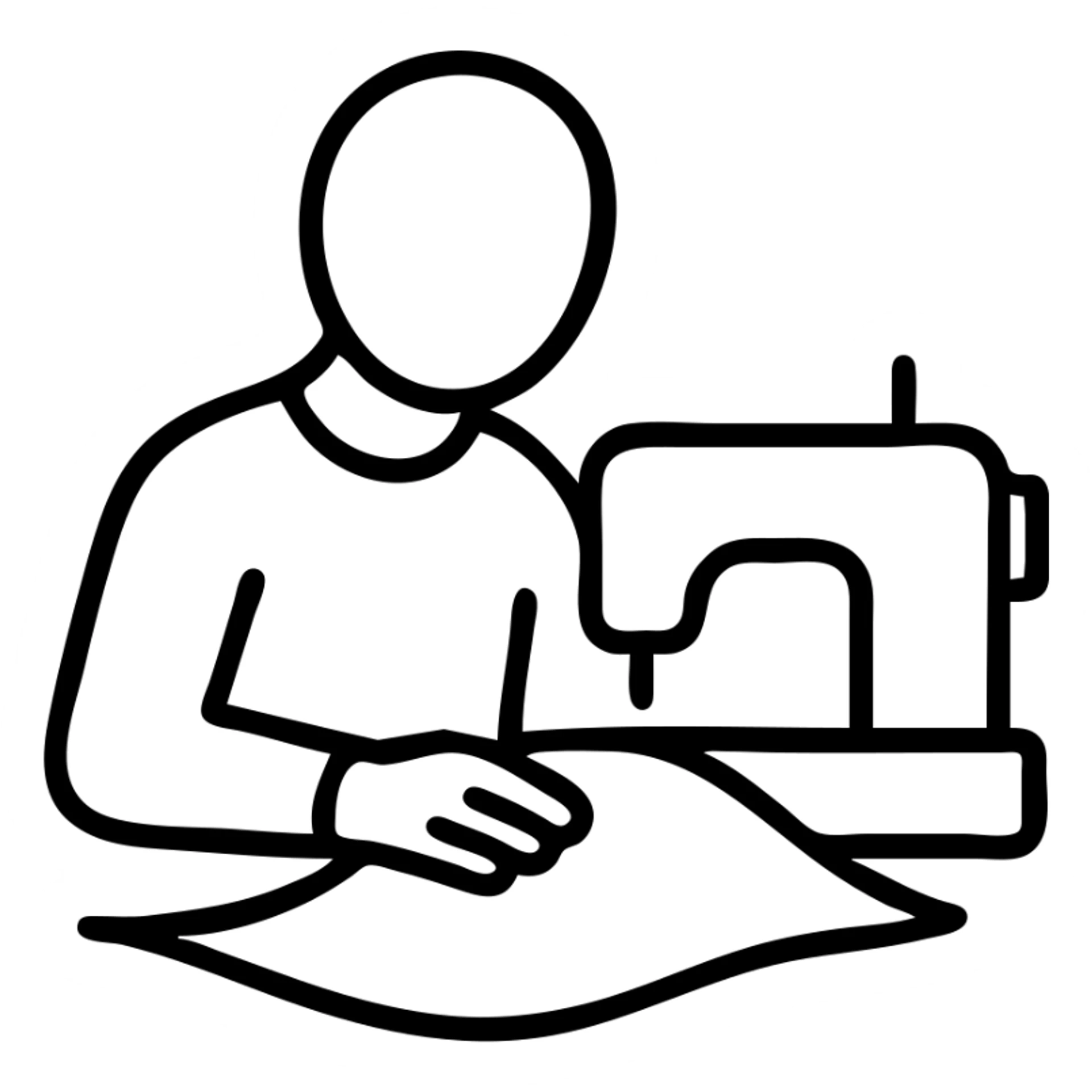 outlined icon of a tailor sewing, no fill sticker