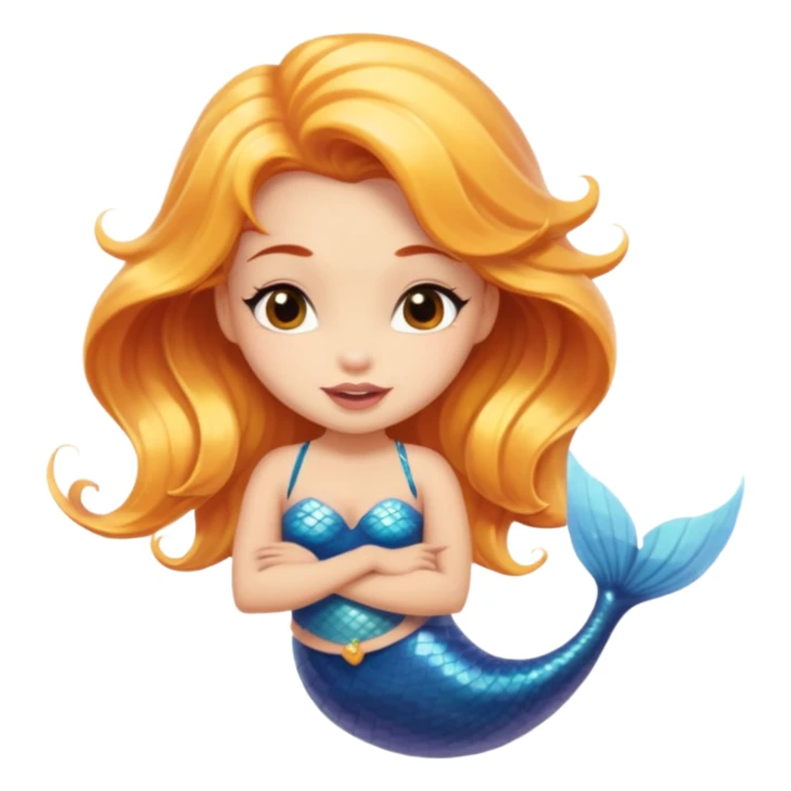 A cute mermaid emoji with a naughty face, looking coy and mischevious with a flirty smirk.  sticker