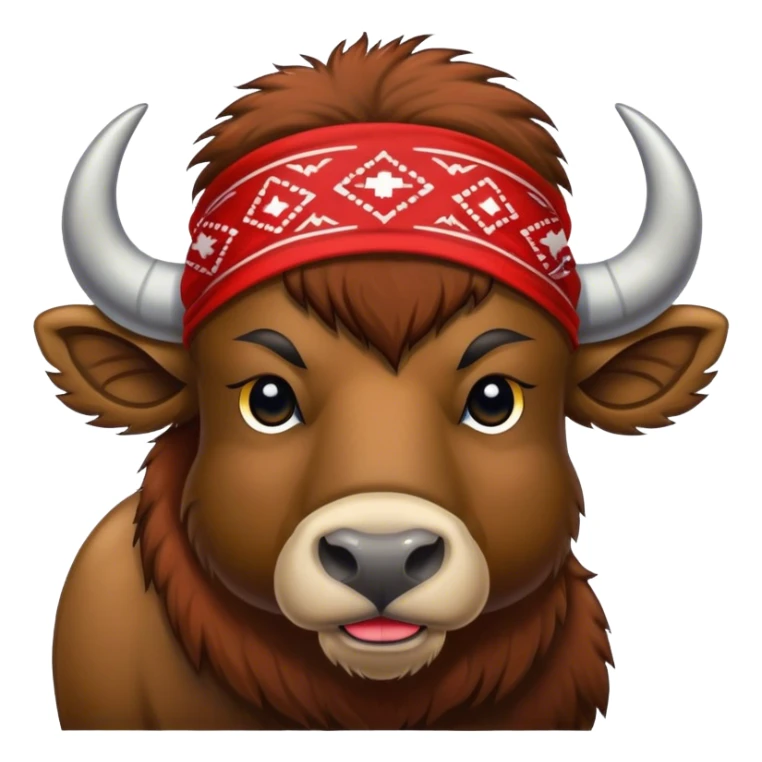 a buffalo wearing a red bandada around its neck with the word BRBOTAR sticker