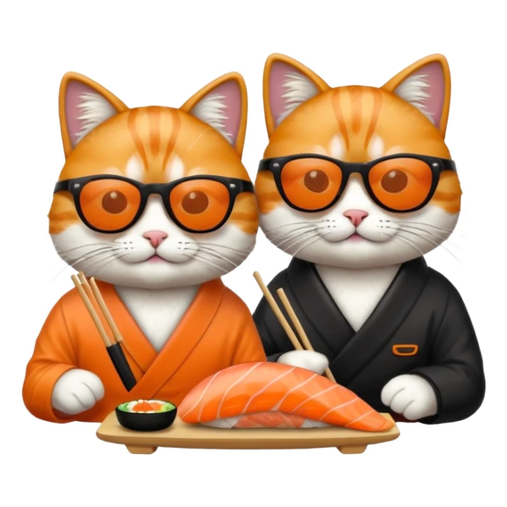 two cool cats wearing sunglasses and eating sushi sticker