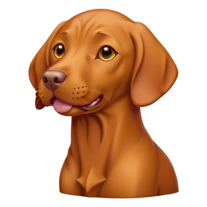 Cinematic Cute Yawning Vizsla Portrait Emoji, Head tilted slightly with a dramatic, wide-open yawn, showcasing a smooth rust and gold Fur with a subtle shimmer, floppy ears slightly drooping, round amber eyes barely open in drowsy contentment, Simplified yet irresistibly adorable features, highly detailed, glowing with a soft, cozy glow, high shine, relaxed yet expressive, stylized with a touch of whimsy, bright and endearing, soft glowing outline, capturing the essence of a sleepy yet affectionate companion, so drowsy it feels like it could stretch out of the screen and curl up for a nap! sticker