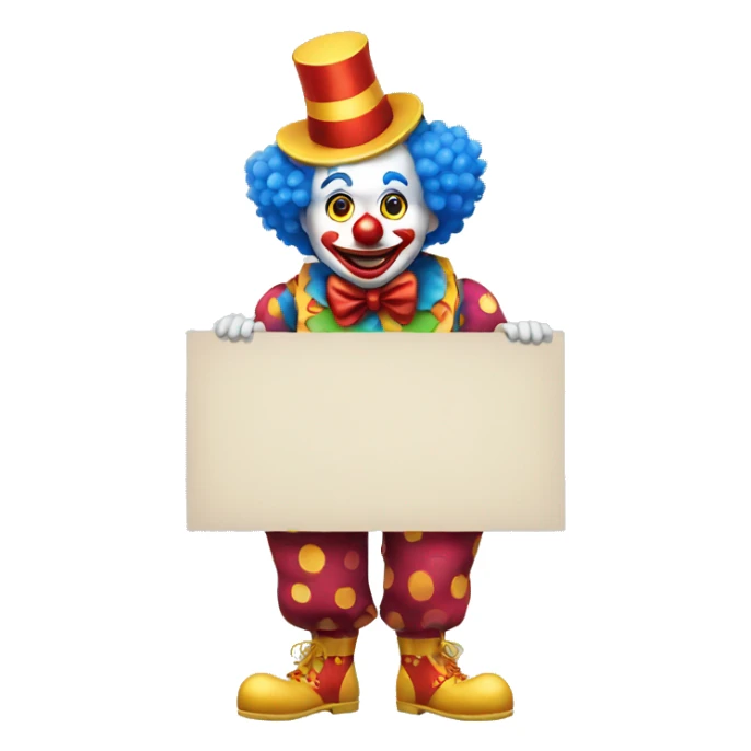 clown with whole body holding a sign sticker