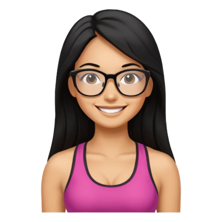 Mujer fitness con lentes y cabello largo negro sticker