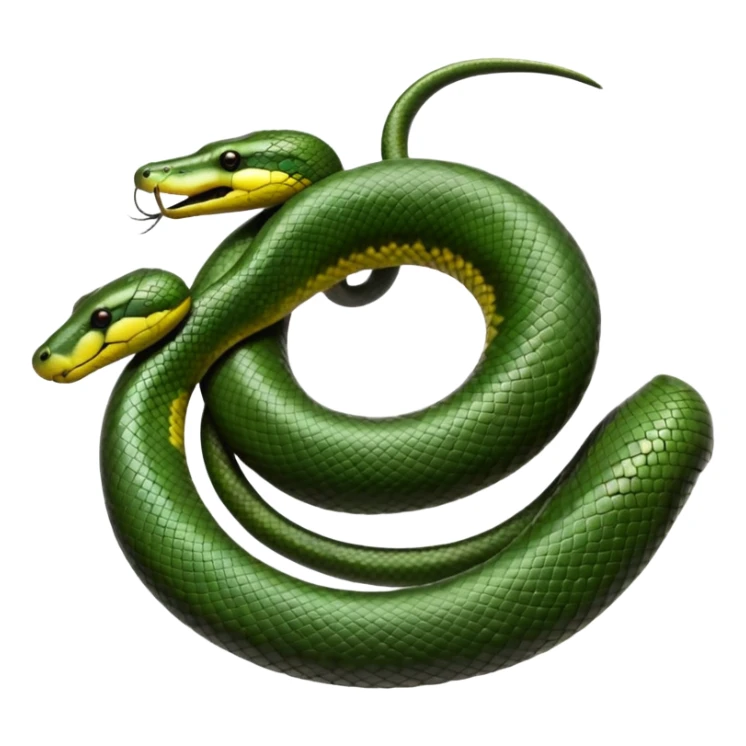 A photo-realistic top-down view of a Green Anaconda tightly coiled in a spiral, with its broad, flat head resting at the center. Its olive-green body is thick and muscular, patterned with symmetrical, bold black oval spots that flow along its smooth, glossy scales, that are camoflaged sticker