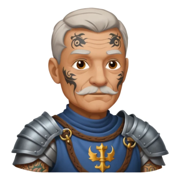 elderly tattooed knight, tattooed shoulder sticker