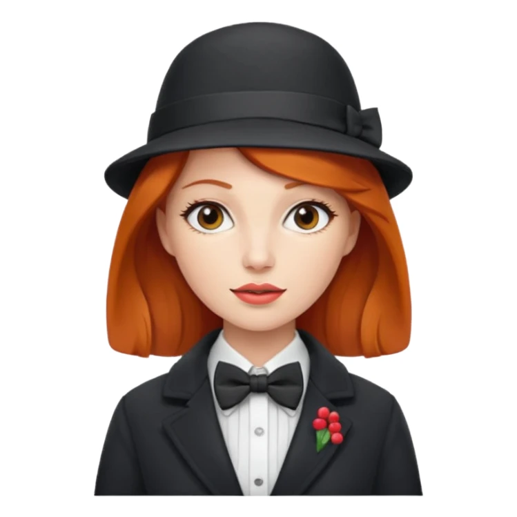 Bow Ties, Coats, and hat, lady, modern, red head. sticker
