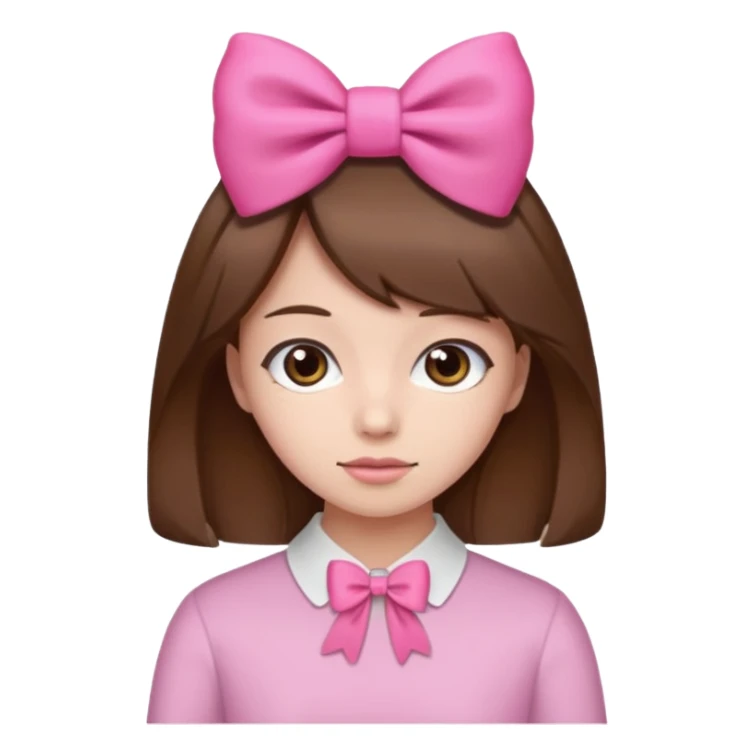 brown hair from behind with a pink bow sticker