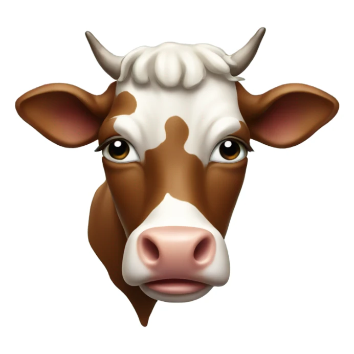 A cow with a poop on top of it head sticker