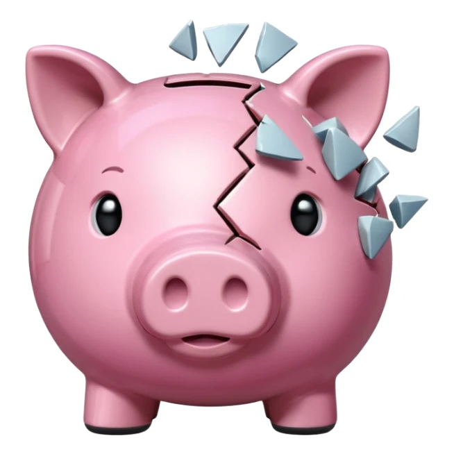 a piggy bank broken in half sticker