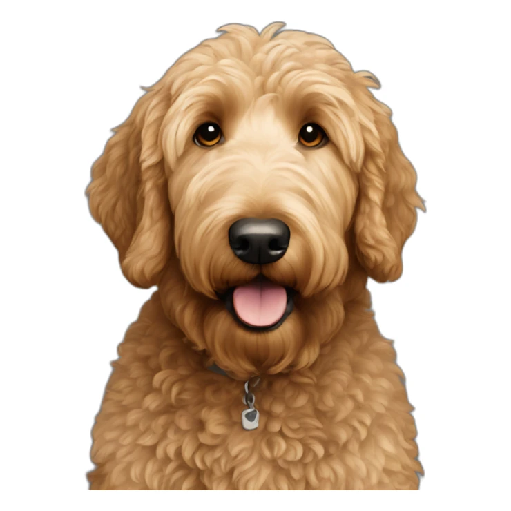 Light brown golden doodle wearing vision pro sticker
