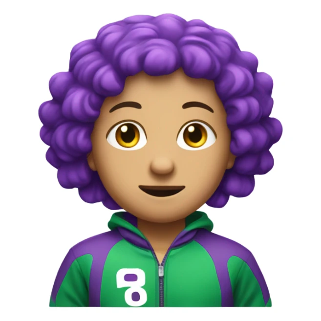 Person with purple hair and in squid games outfit sticker
