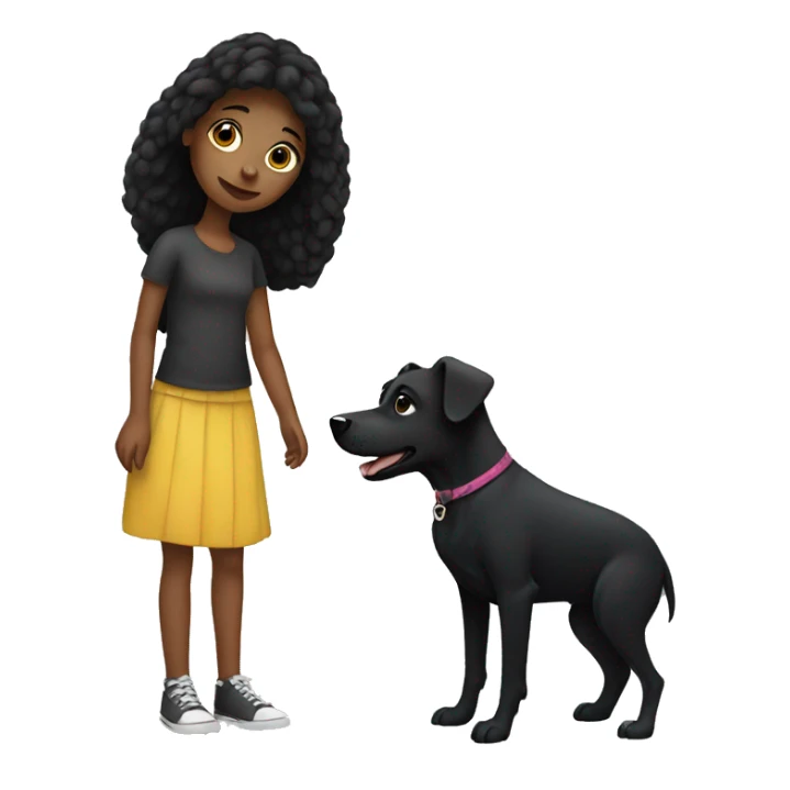 girl with black dog  sticker